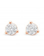 Solitaire Diamond Stud Earrings in a 3-Claw Setting, Set 18ct Rose Gold. Tdw 0.70ct